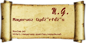 Mayerusz Gyárfás névjegykártya